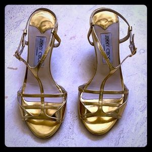 Jimmy Choo stunning gold metallic sandals